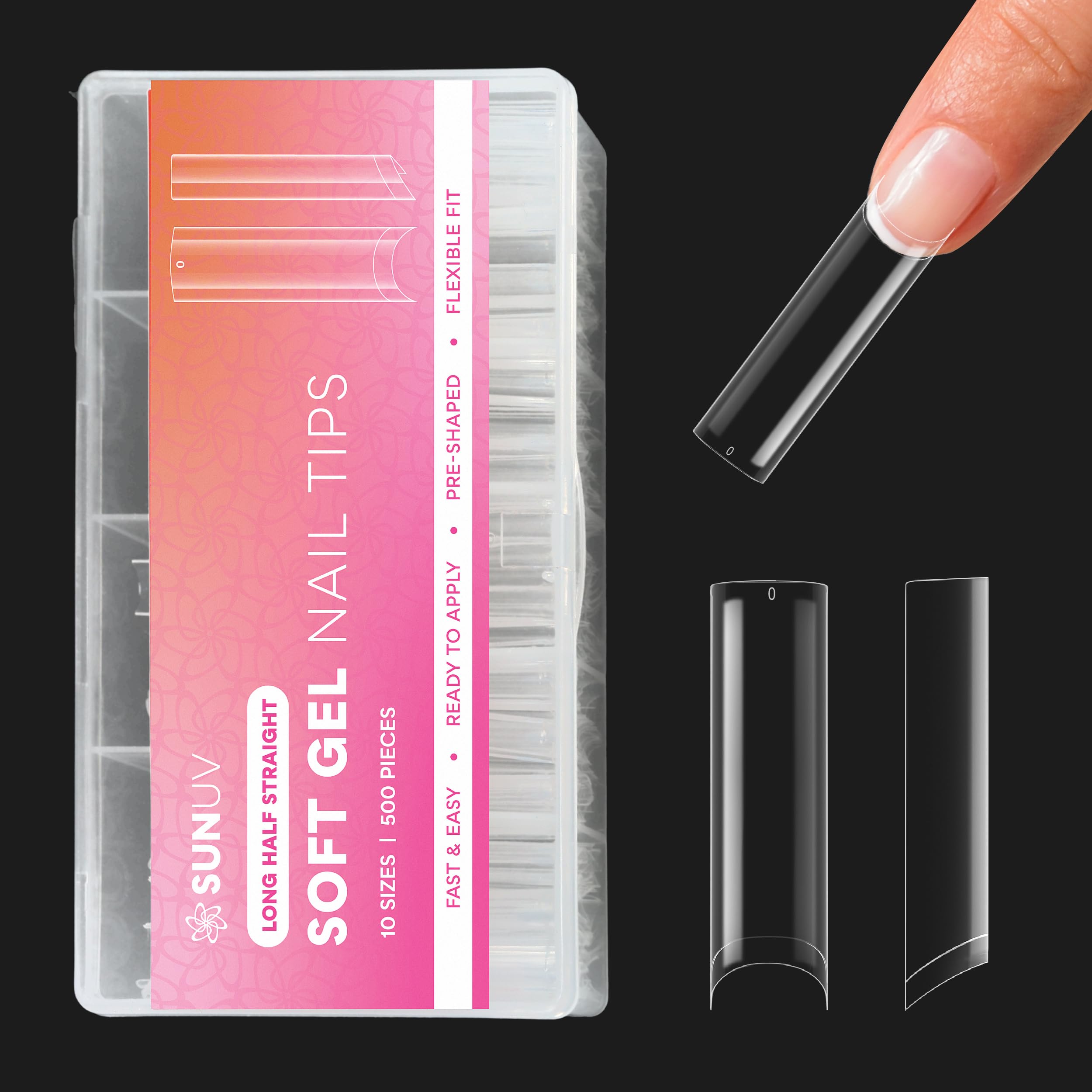 SUNUV puntas de uñas extra largas para un estilo natural y elegante.