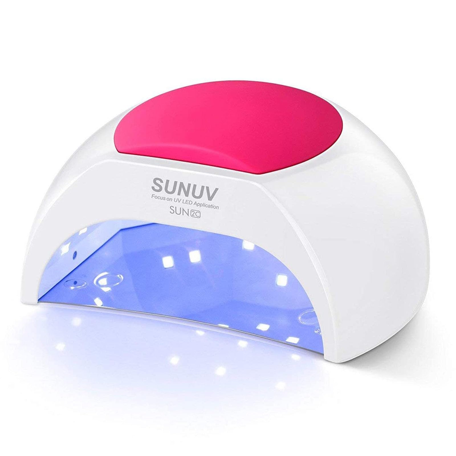 SUNUV Sun2C lampara UV-LED para uñas rosa, secado rápido y sin manchas.