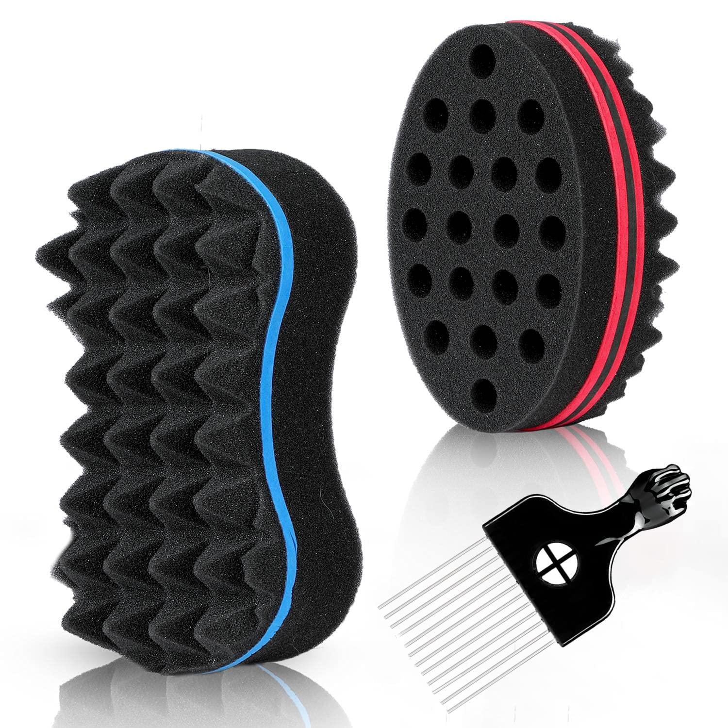 Supaze cepillo para rizos de doble cara para definir rizos con suavidad