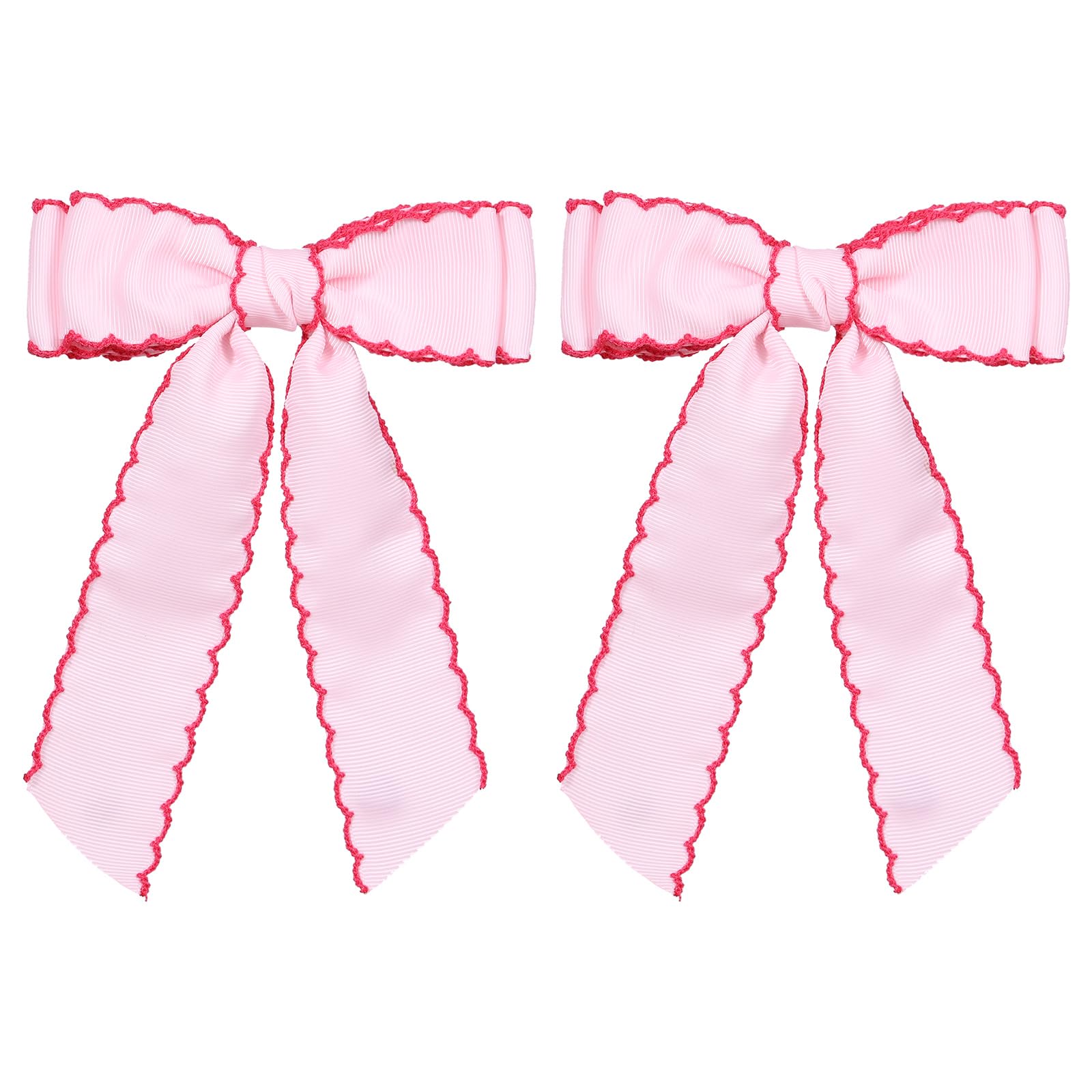 SUPCLIPS lazo de pelo rosa con borde rojo, ideal para peinados diarios con estilo.