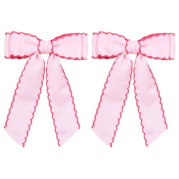 SUPCLIPS lazo de pelo rosa con borde rojo, ideal para peinados diarios con estilo.