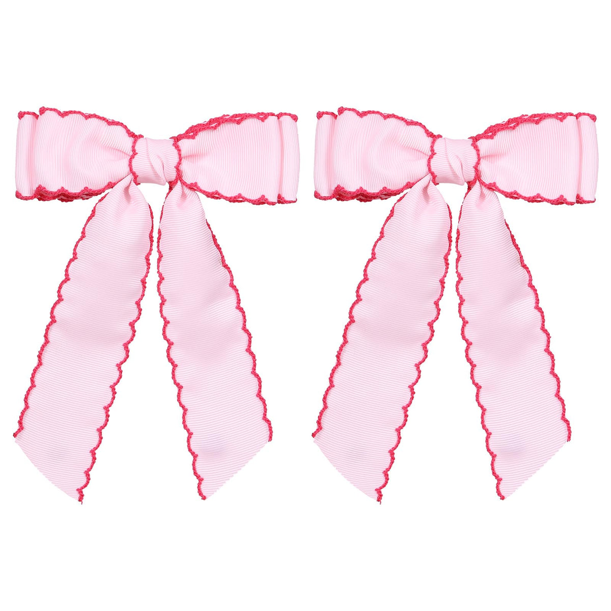 SUPCLIPS lazo de pelo rosa con borde rojo, ideal para peinados diarios con estilo.
