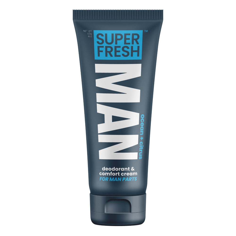 Super Fresh Co. loción higiénica para hombres, tubo 4oz, frescura diaria.