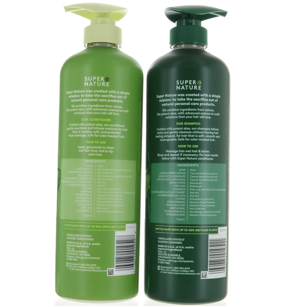 Emballage responsable du duo shampooing et après-shampooing Super Nature.