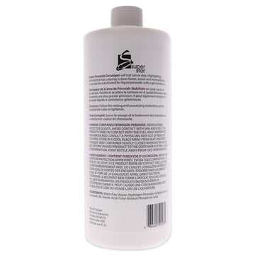 Super Star 10v desarrollador de peroxido, etiqueta informativa, empaque para coloracion profesional