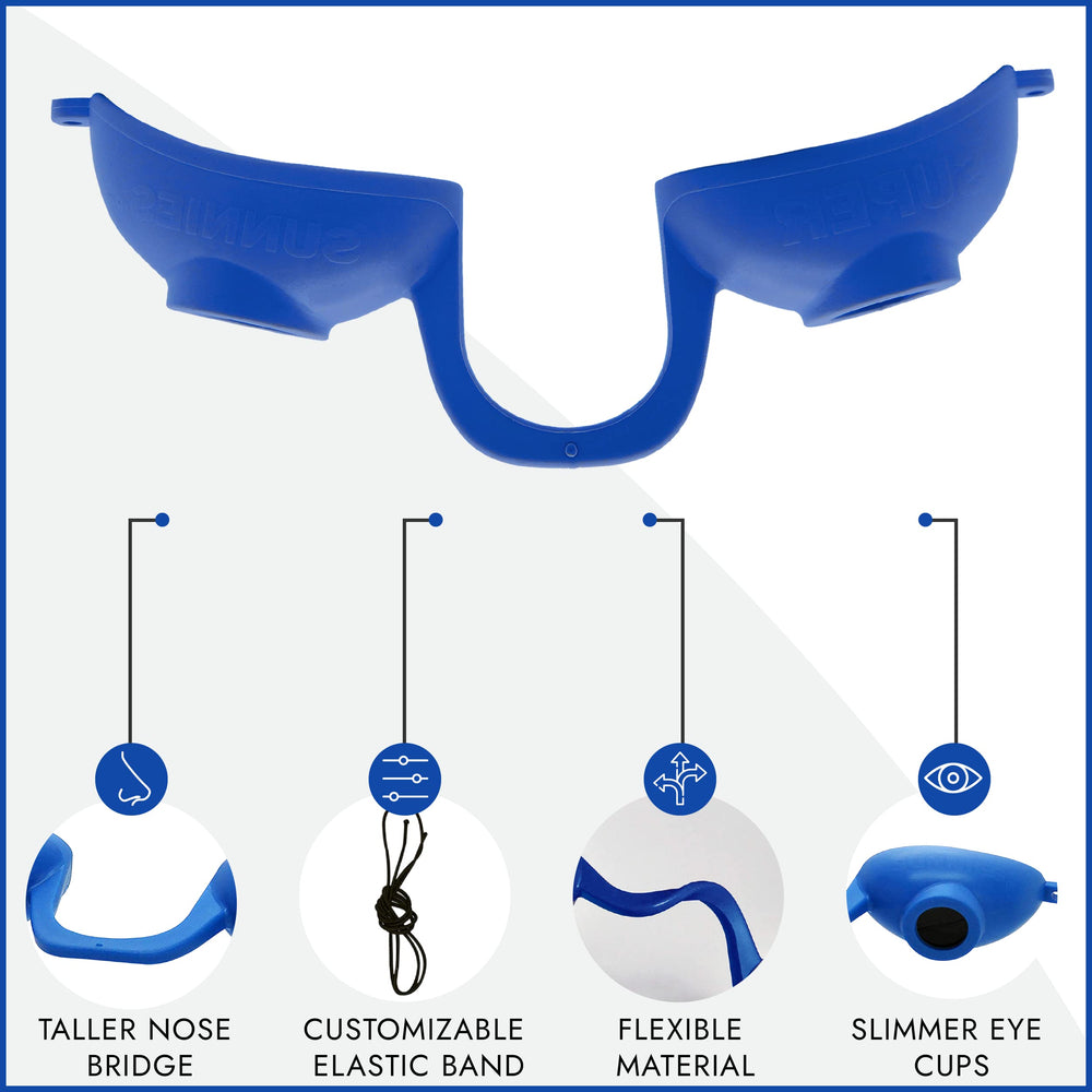 Super Sunnies Evo para terapia de luz roja, protección ocular estable y cómoda.