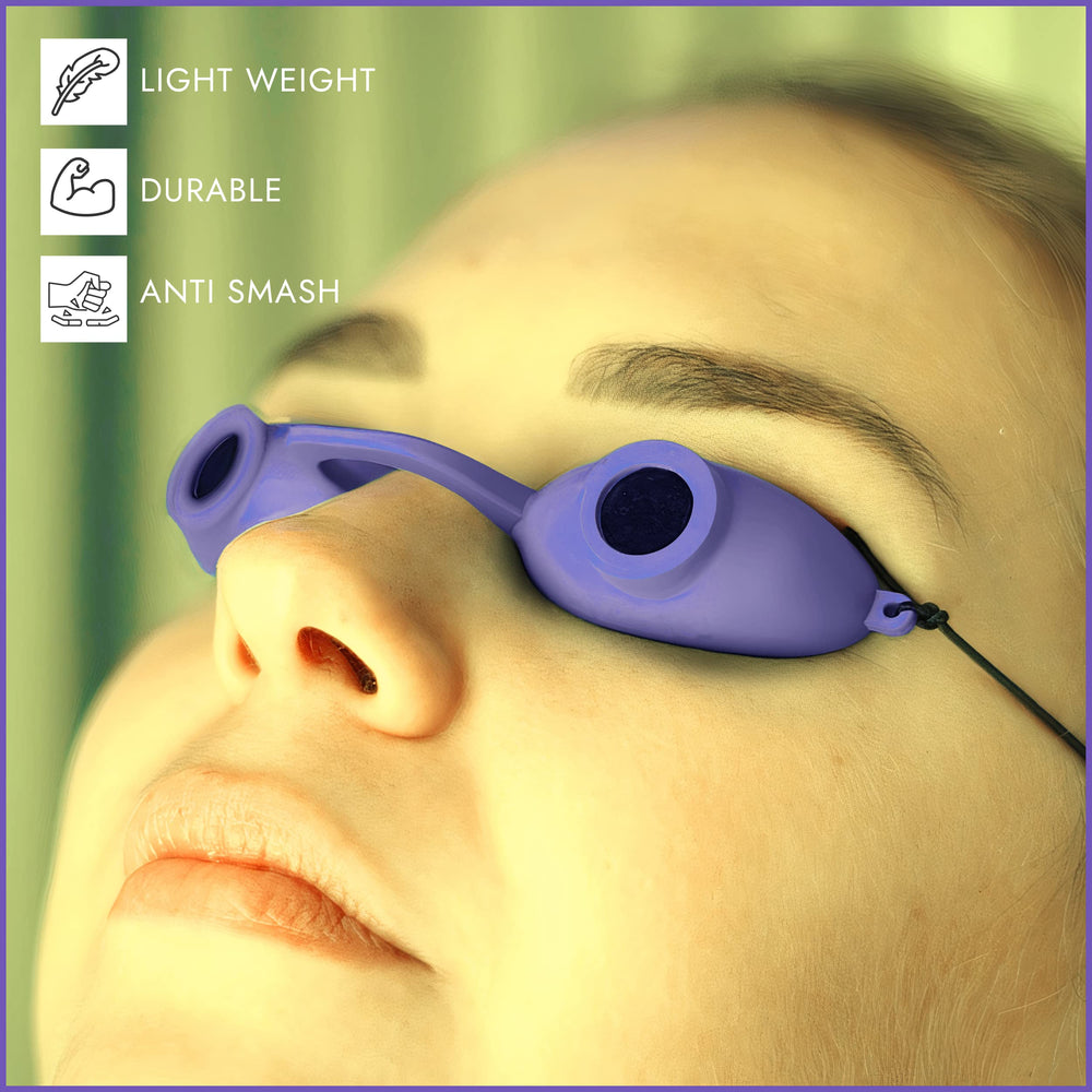 Protección ocular para bronceado interior con Super Sunnies Evo para sesiones