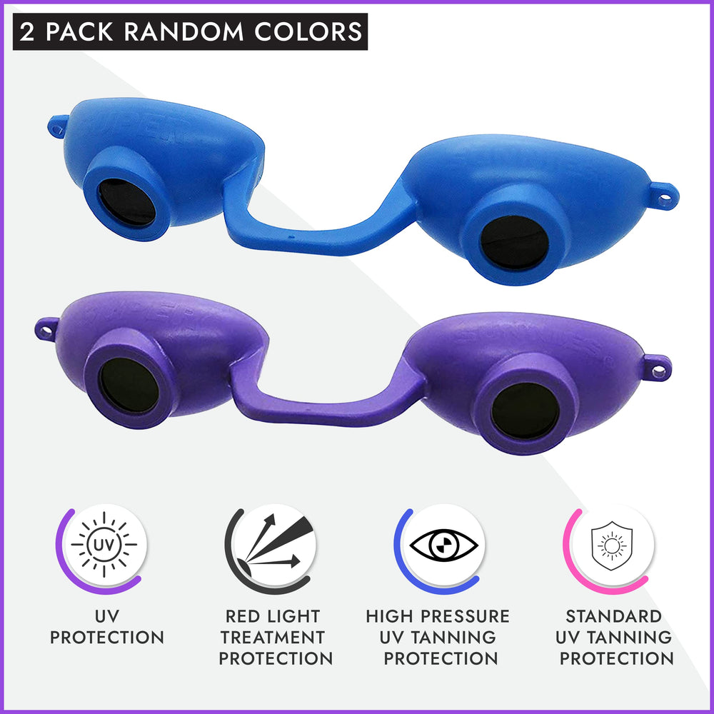 Gafas para bronceado en salón con dos pares y ajuste seguro.