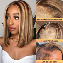 Peluca Superfect bob de 14 pulgadas con parte central para peinados versátiles