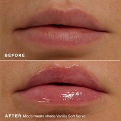 Manteca de karité y péptidos para hidratar y mejorar la apariencia de los labios.
