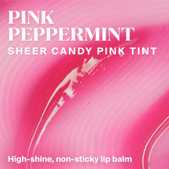 Supergoop Glow Gloss SPF 40 pink peppermint tint on lips with non-sticky finish