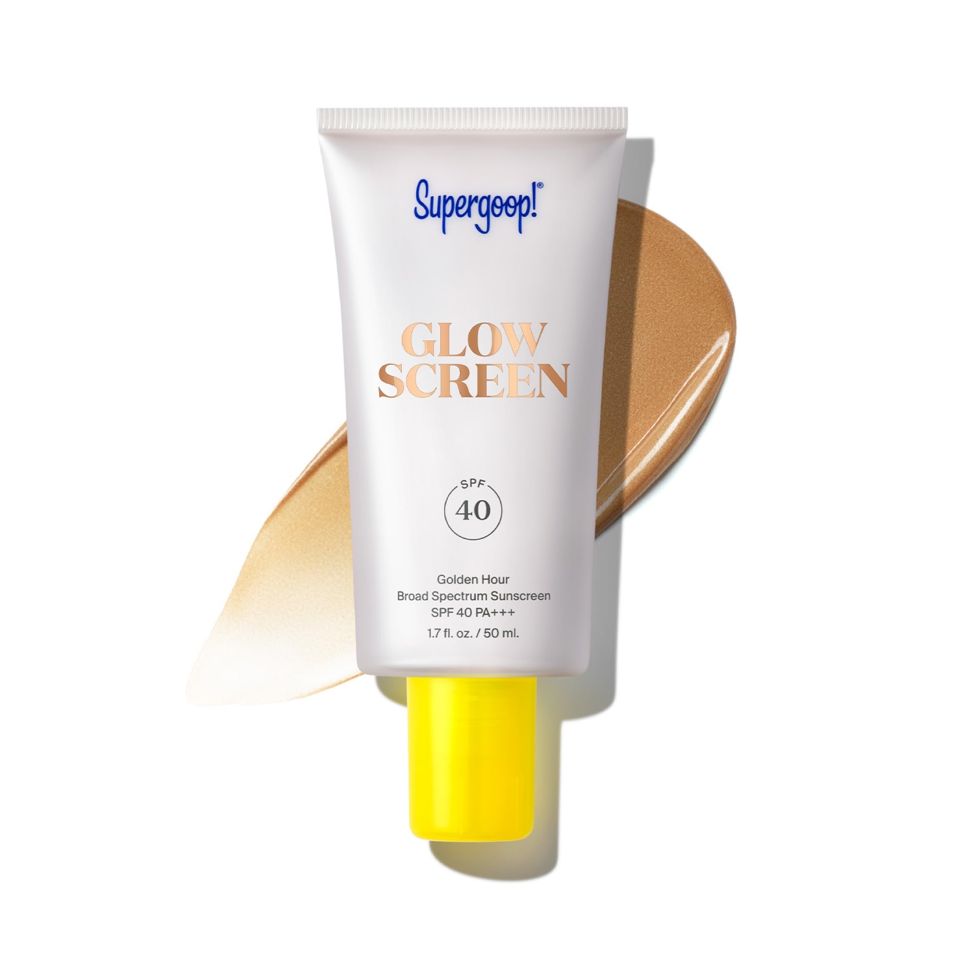 Supergoop Glowscreen bronce dorado en botella ofrece resplandor suave