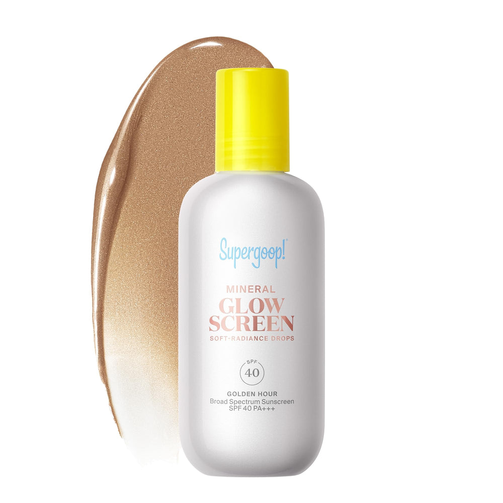Supergoop Glowscreen Drops, bote SPF 40, brillo suave que ilumina instantáneamente la piel.