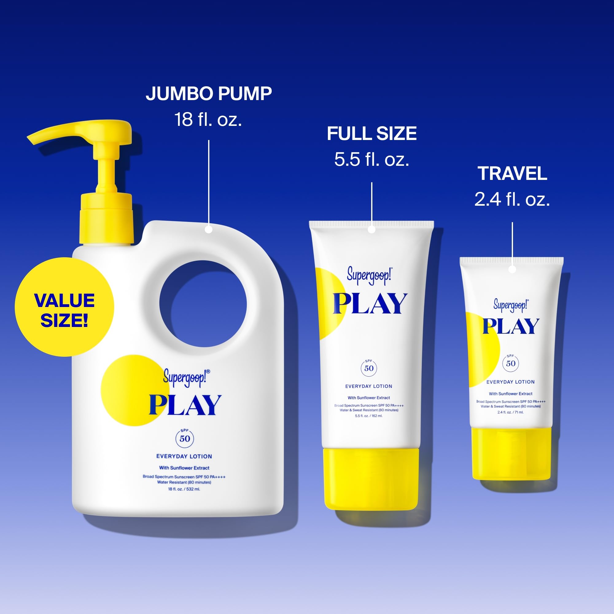 Supergoop PLAY Everyday Lotion SPF 50, aroma ligero y refrescante.