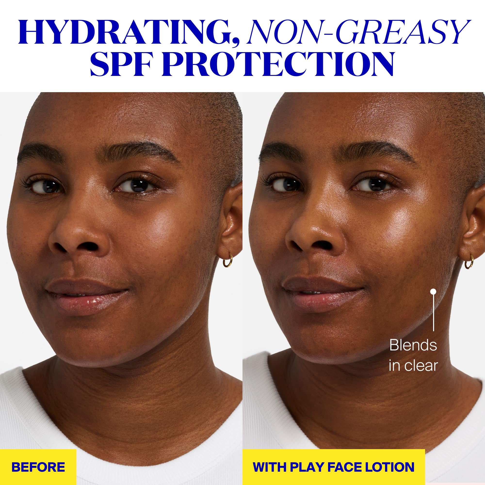 Supergoop PLAY hidratación 24h, loción facial SPF50 para piel seca.