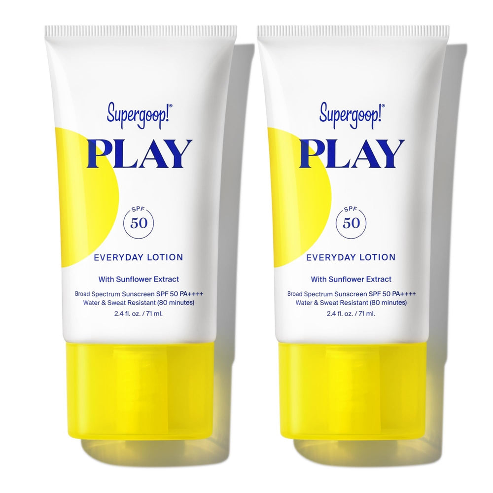 Supergoop locion SPF50 en tubo protege rostro y cuerpo.