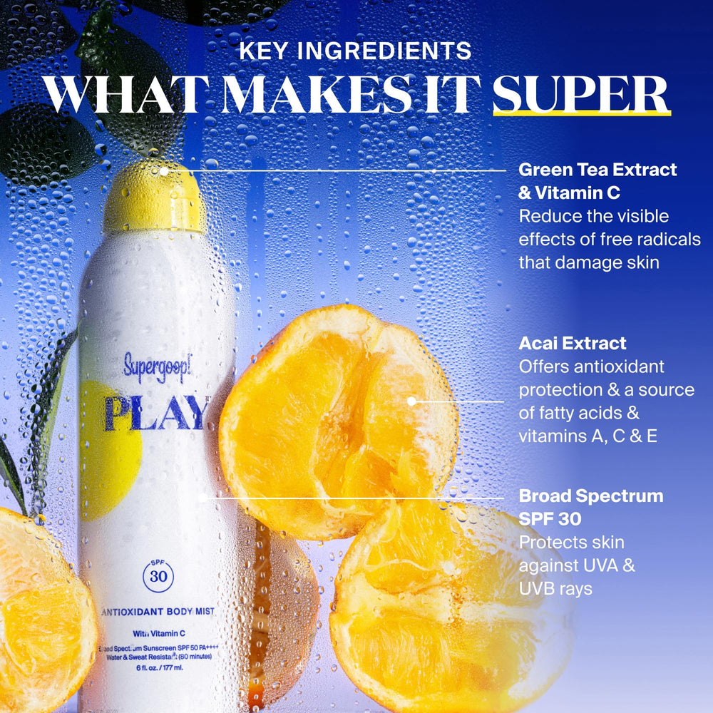 Réapplication sur peau humide avec Supergoop Play après baignade.