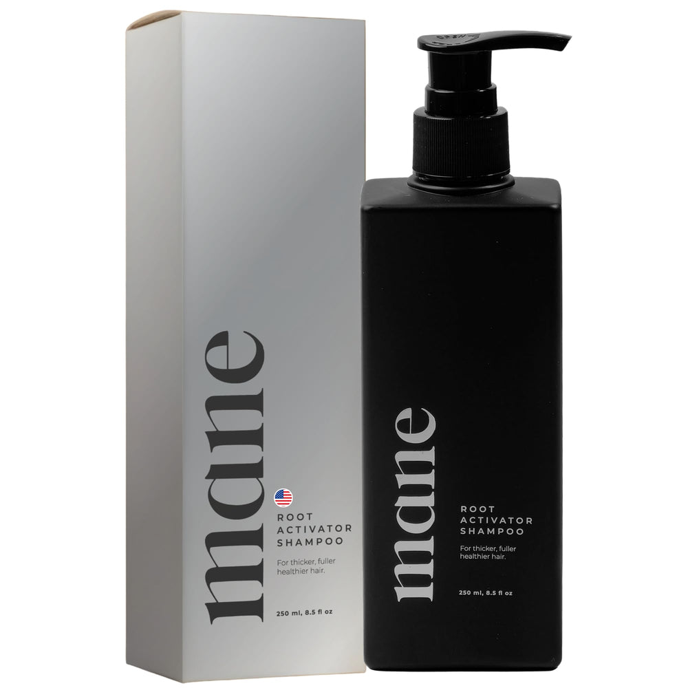 Superior Mane Shampoo para hombres, botella del producto para fortalecer raíces