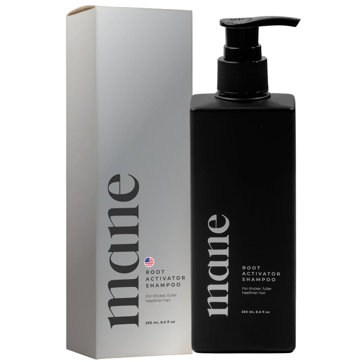 Superior Mane Shampoo para hombres, botella del producto para fortalecer raíces