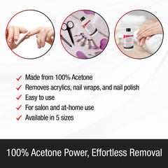 SuperNail acetona pura, eliminación eficiente de capas de acrílico y gel.
