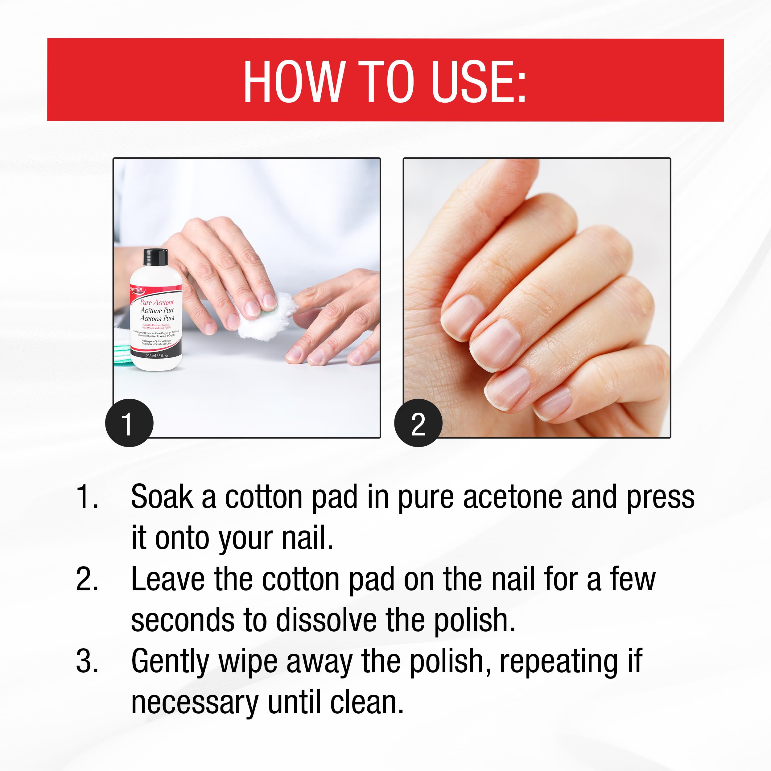 SuperNail acetona pura, tamaño 8 onzas líquidas, práctico para salones.