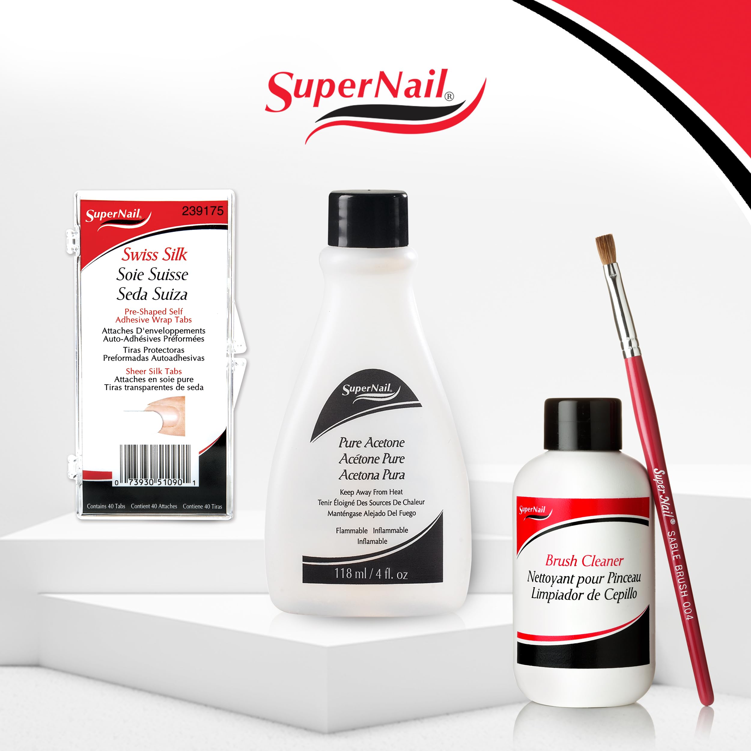 SuperNail removedor acetona pura, versátil para acrílicos, gel y envolturas.