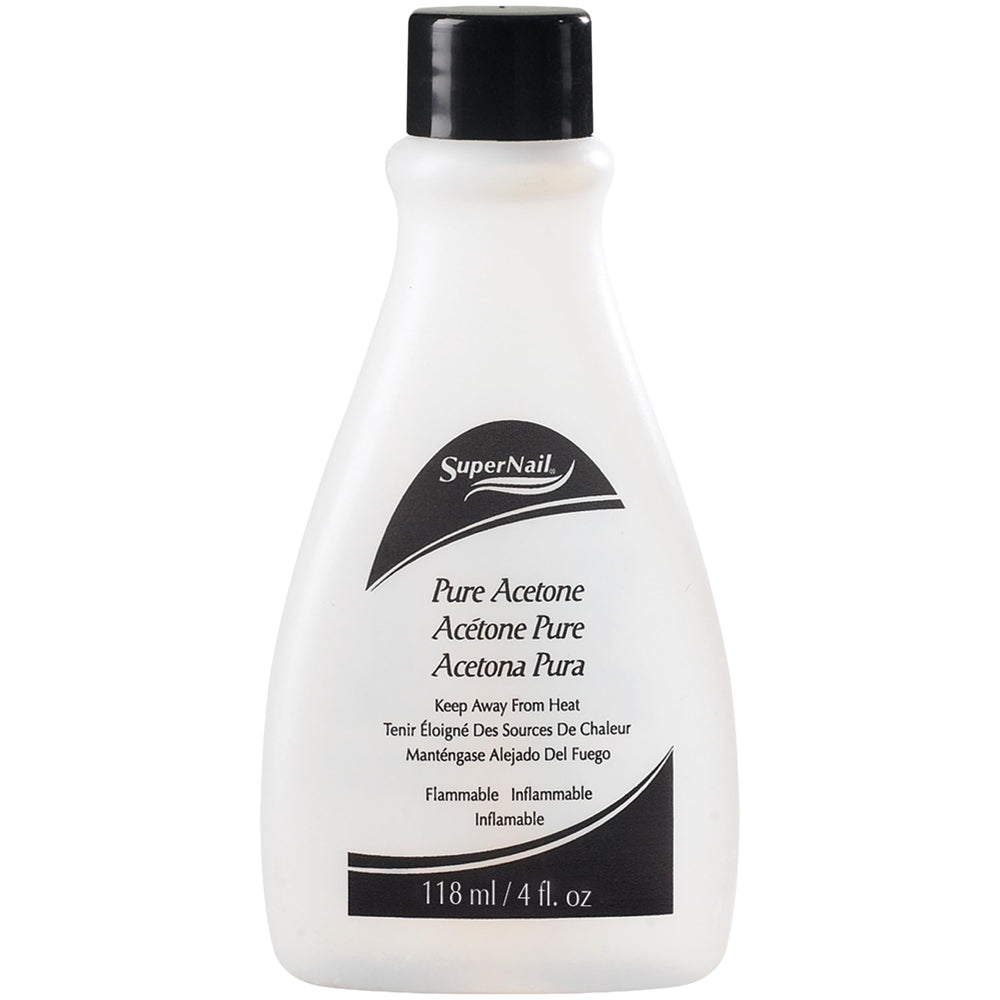 SuperNail removedor de acetona pura, botella de 4 oz para uso rápido.