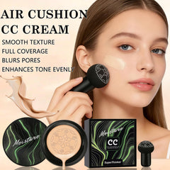 Close-up of SuperThinker compact open to reveal Air Cushion CC Cream for portability.
