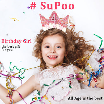 SuPoo corona princesa perlas, ideal para sesión de fotos de cumpleaños.