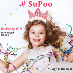 SuPoo corona princesa perlas, ideal para sesión de fotos de cumpleaños.