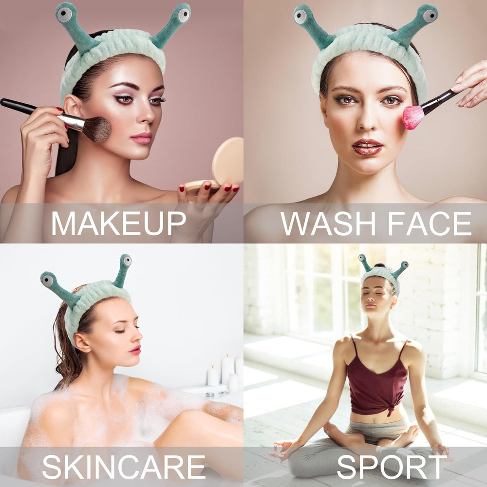 SuPoo diadema facial caracol verde, microfibra suave y alta absorción
