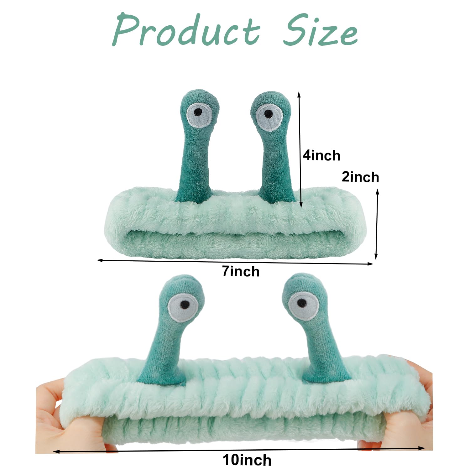 SuPoo diadema facial caracol verde, antenas elasticas para ajuste cómodo
