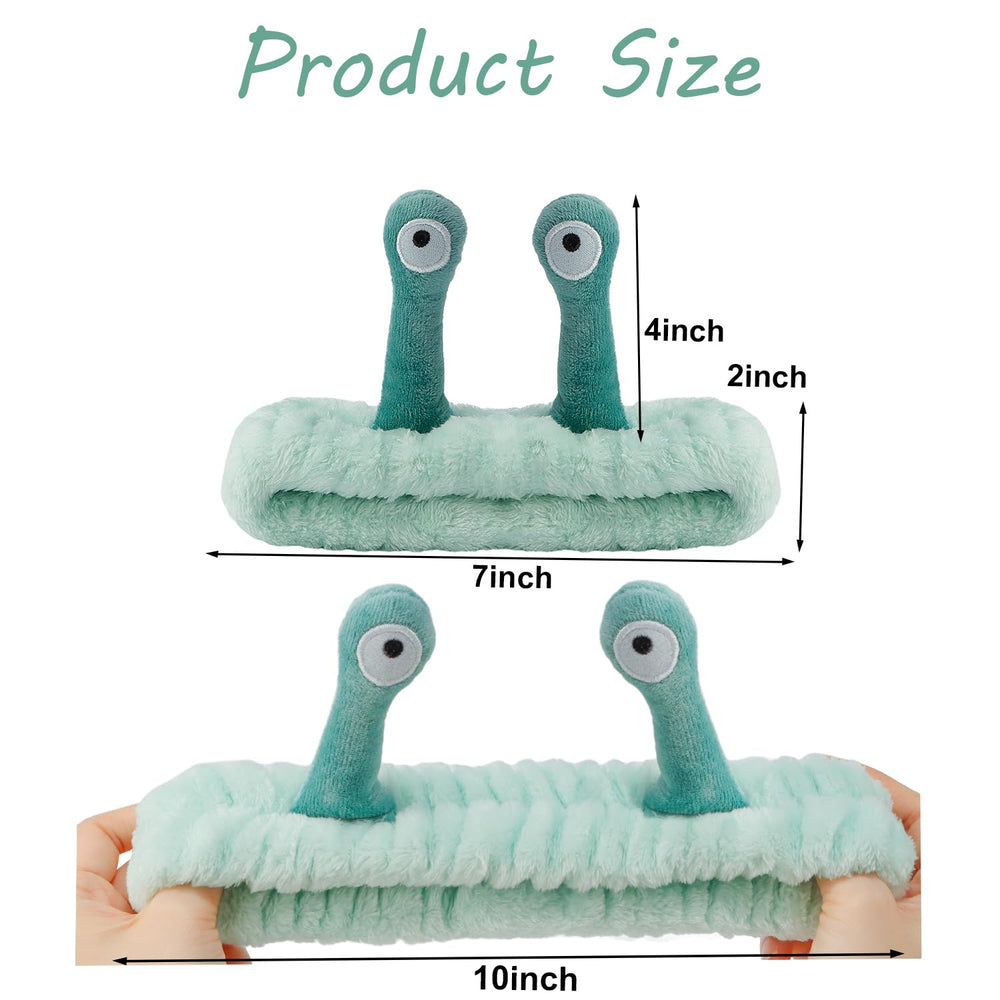 SuPoo diadema facial caracol verde, antenas elasticas para ajuste cómodo