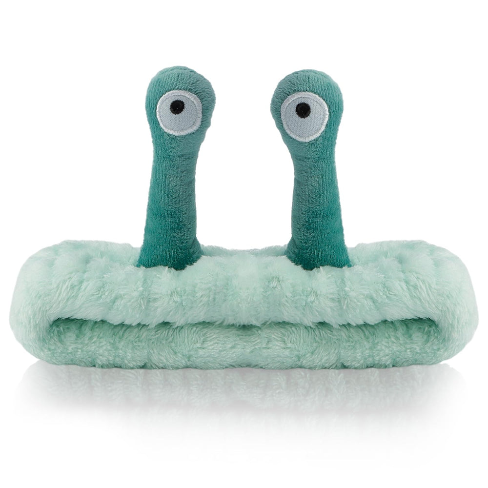 SuPoo diadema facial caracol verde, vista frontal para lavado de rostro