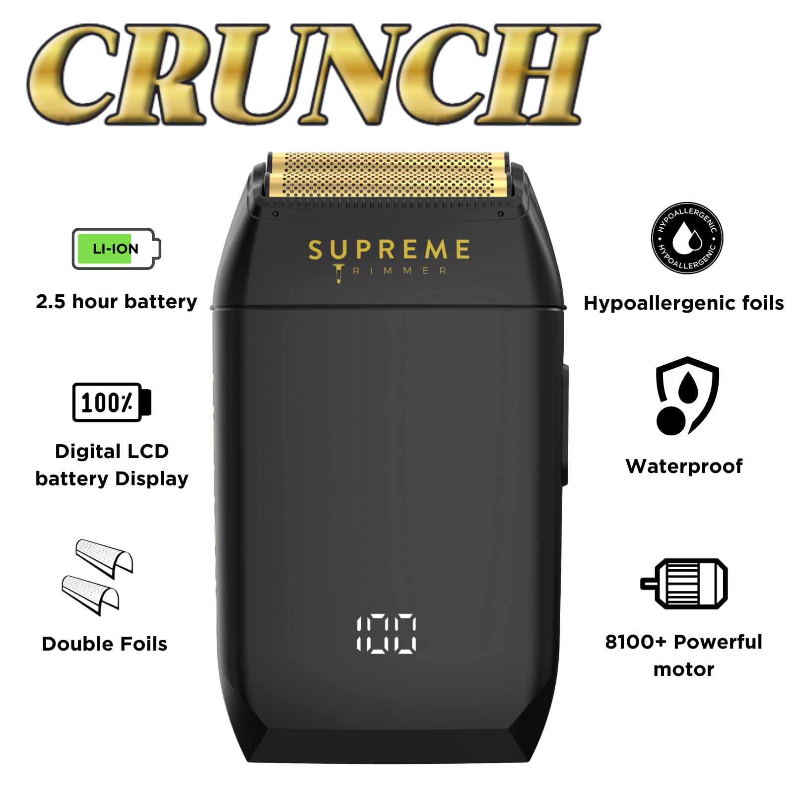 Supreme Trimmer Crunch STF602 para cabeza, afeitado limpio y cómodo