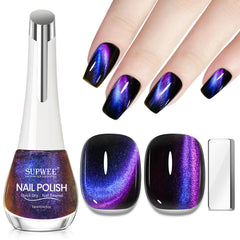 SUPWEE esmalte magnético 9D ojo de gato azul, efecto llamativo para uñas