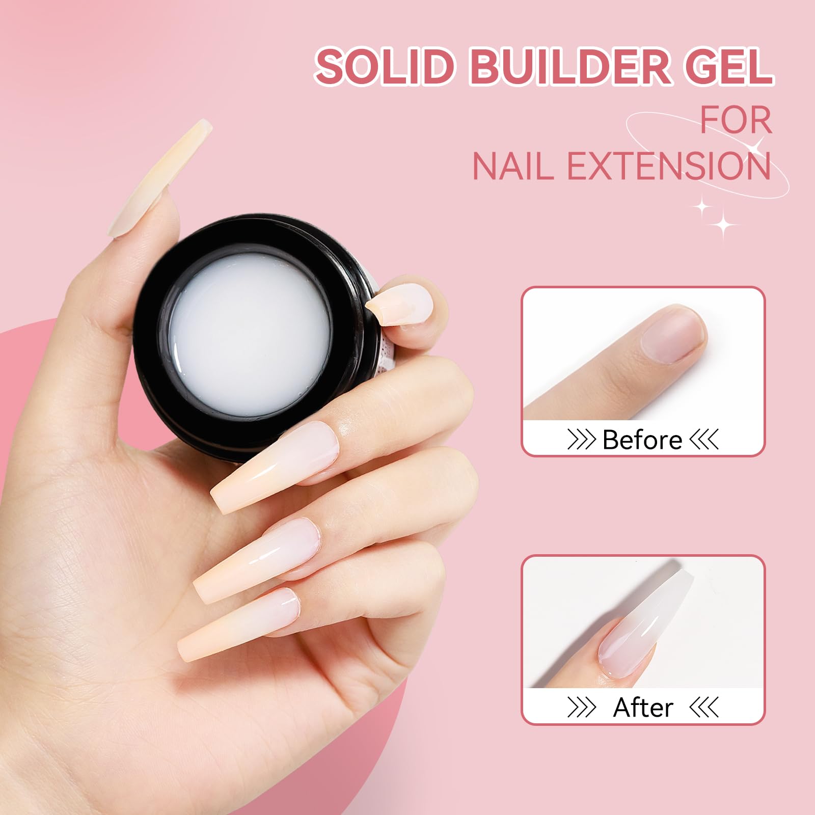 SUPWEE gel de construcción blanco para volumen y acabado liso en uñas