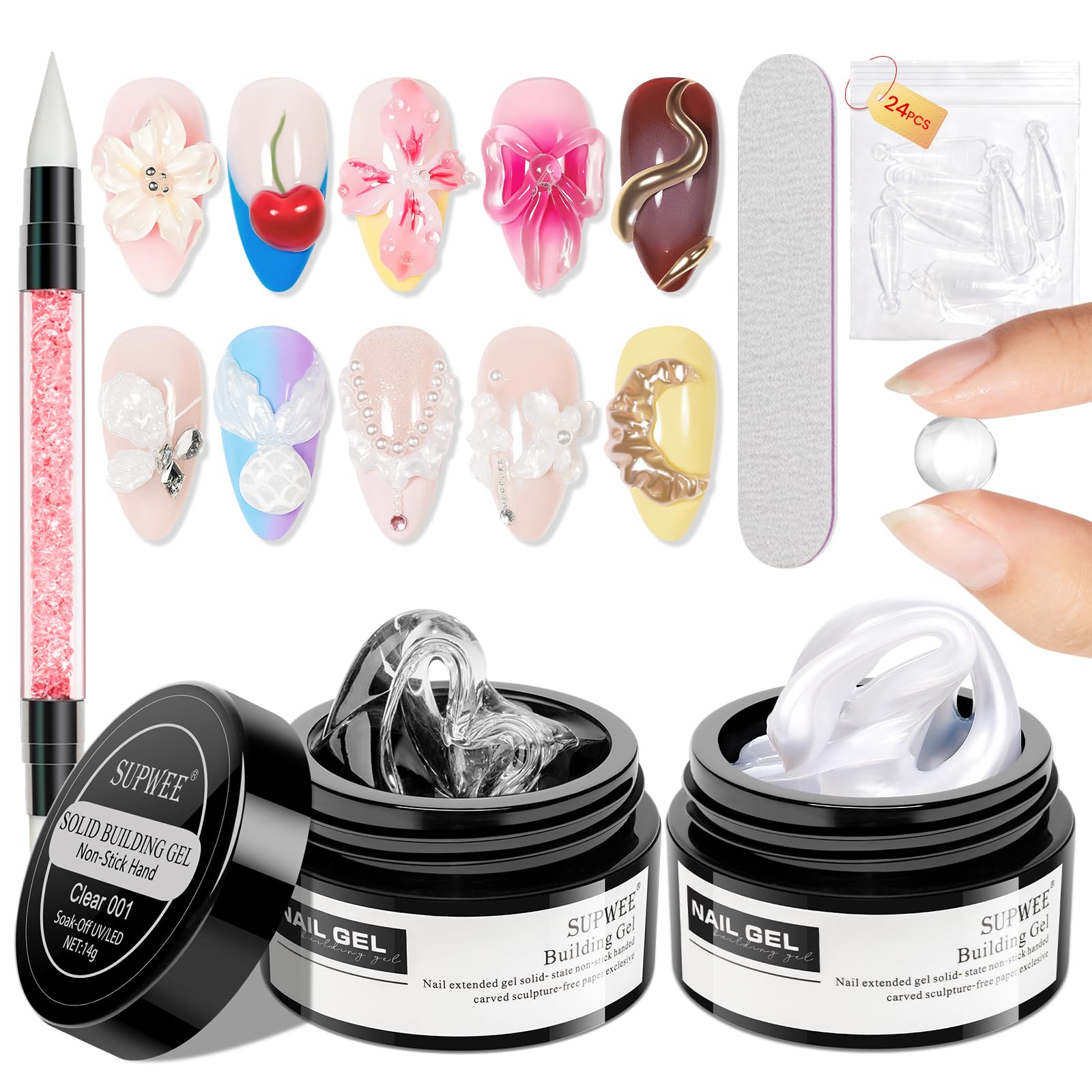 SupWEE gel builder claro para uñas, extensión natural en casa.
