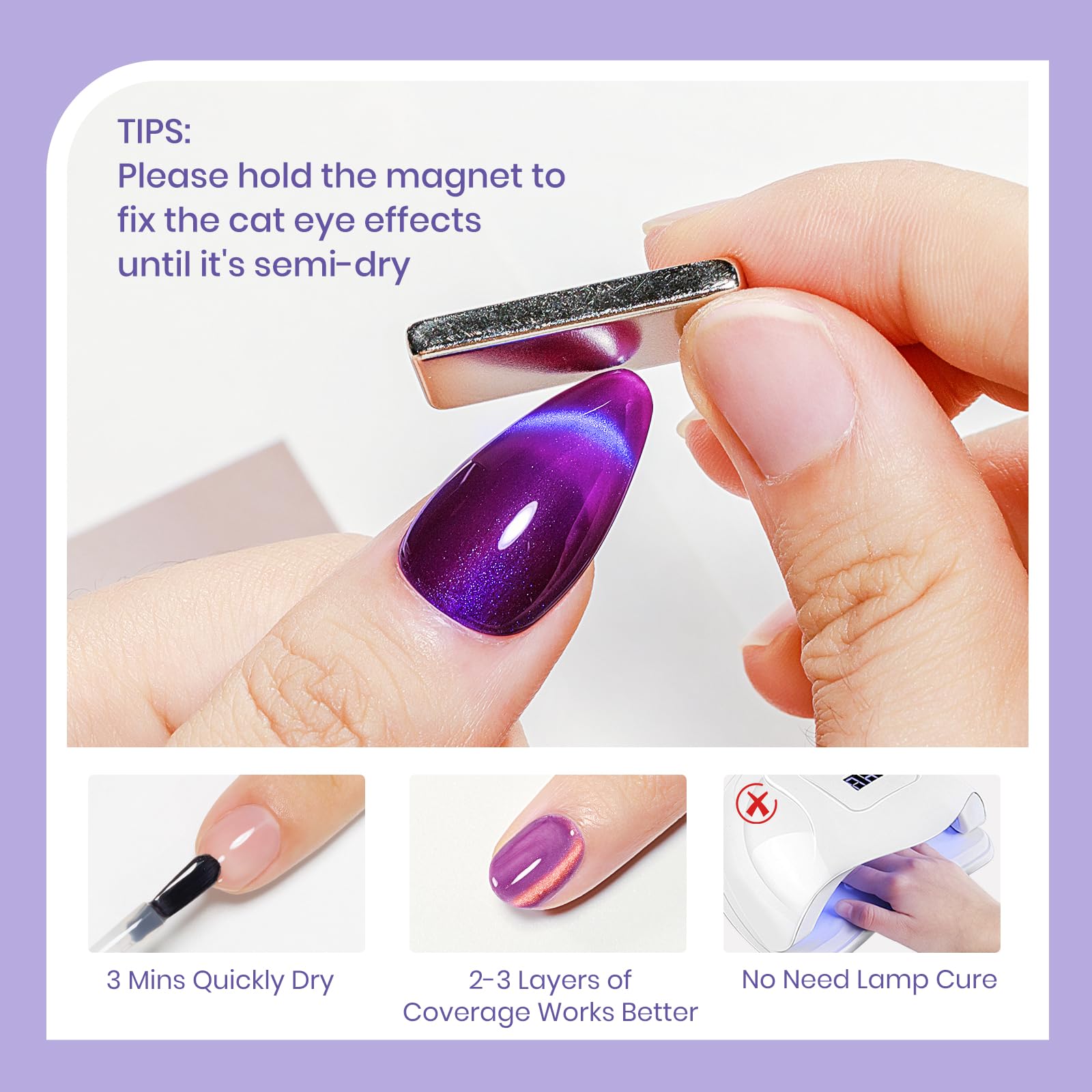 SUPWEE esmalte ojo de gato secado rápido en minutos.