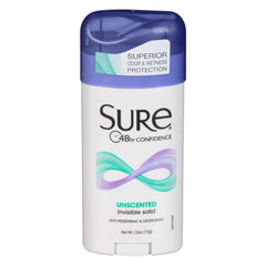 Sure barra desodorante sólido sin fragancia para uso diario discreto.