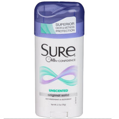 Sure desodorante antitranspirante original sin fragancia, formato sólido pack4, protección diaria.