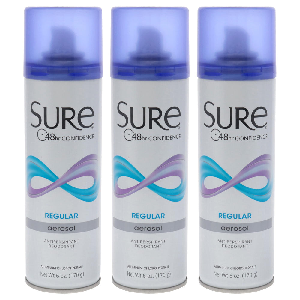 Sure fragancia regular en aerosol, botella visible y protección antiolor todo el día