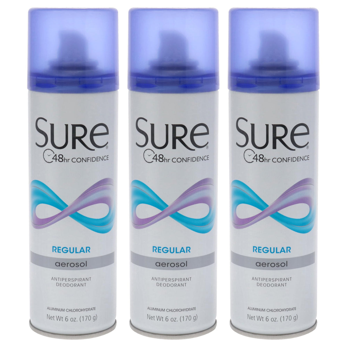 Sure fragancia regular en aerosol, botella visible y protección antiolor todo el día