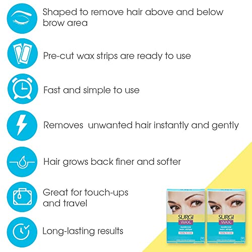 Tiras precortadas de Surgiwax Brow Shapers facilitan colocación rápida.
