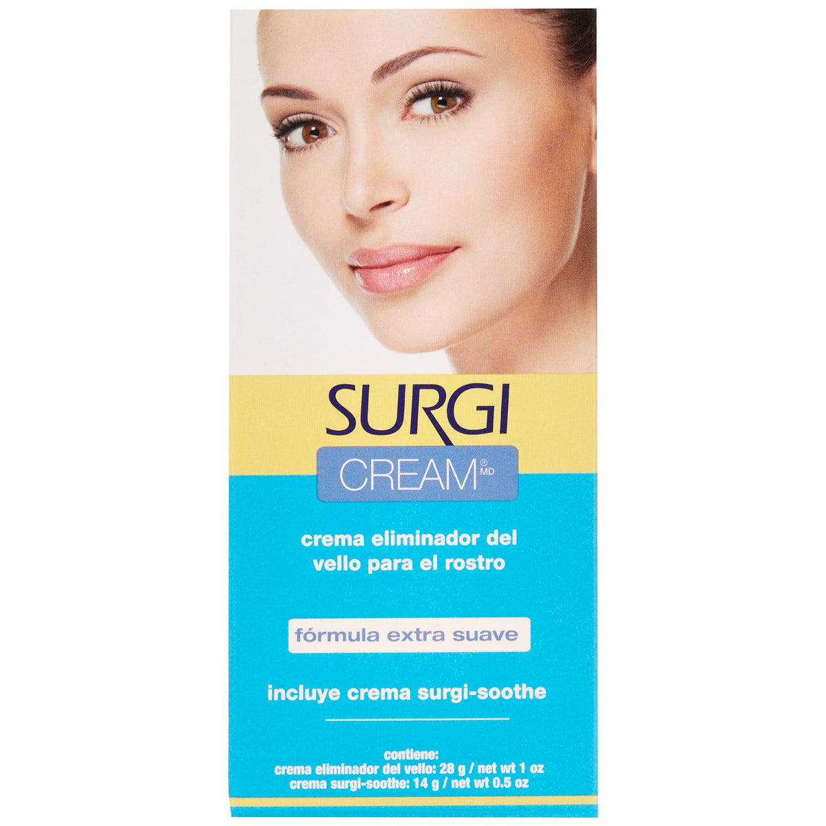 Surgiwax crema depilatoria facial para mujeres, uso suave en cara.