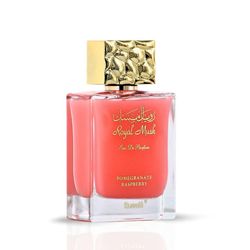 Surrati Royal Musk Pomegranate Raspberry packaging stands out on vanity