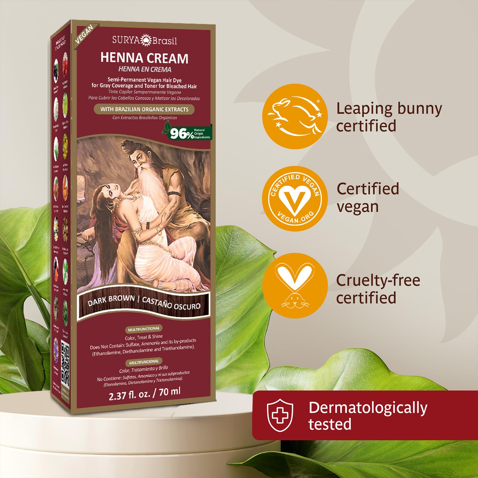 Surya Brasil Crema Henna Marrón Oscuro textura cremosa facilita aplicación