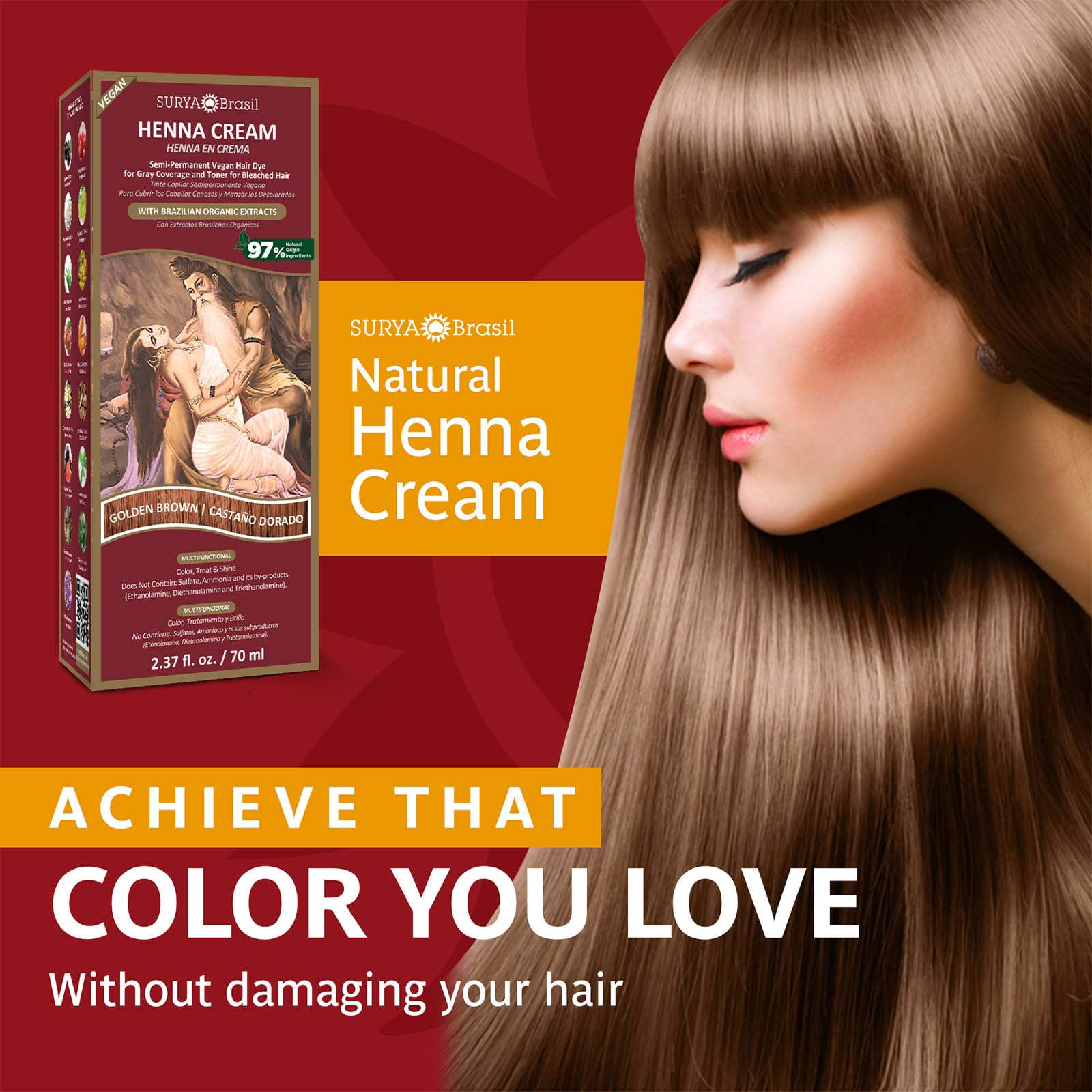 Surya Brasil Henna Cream - envase 70 ml: producto compacto y fácil de almacenar