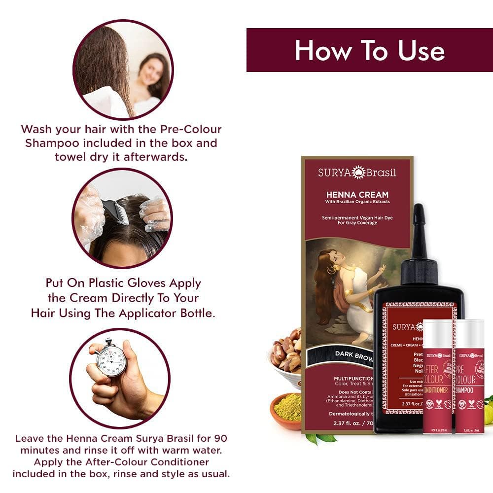 Ingredientes a base de hierbas enriquecen la fórmula de Surya Brasil Henna Cream.
