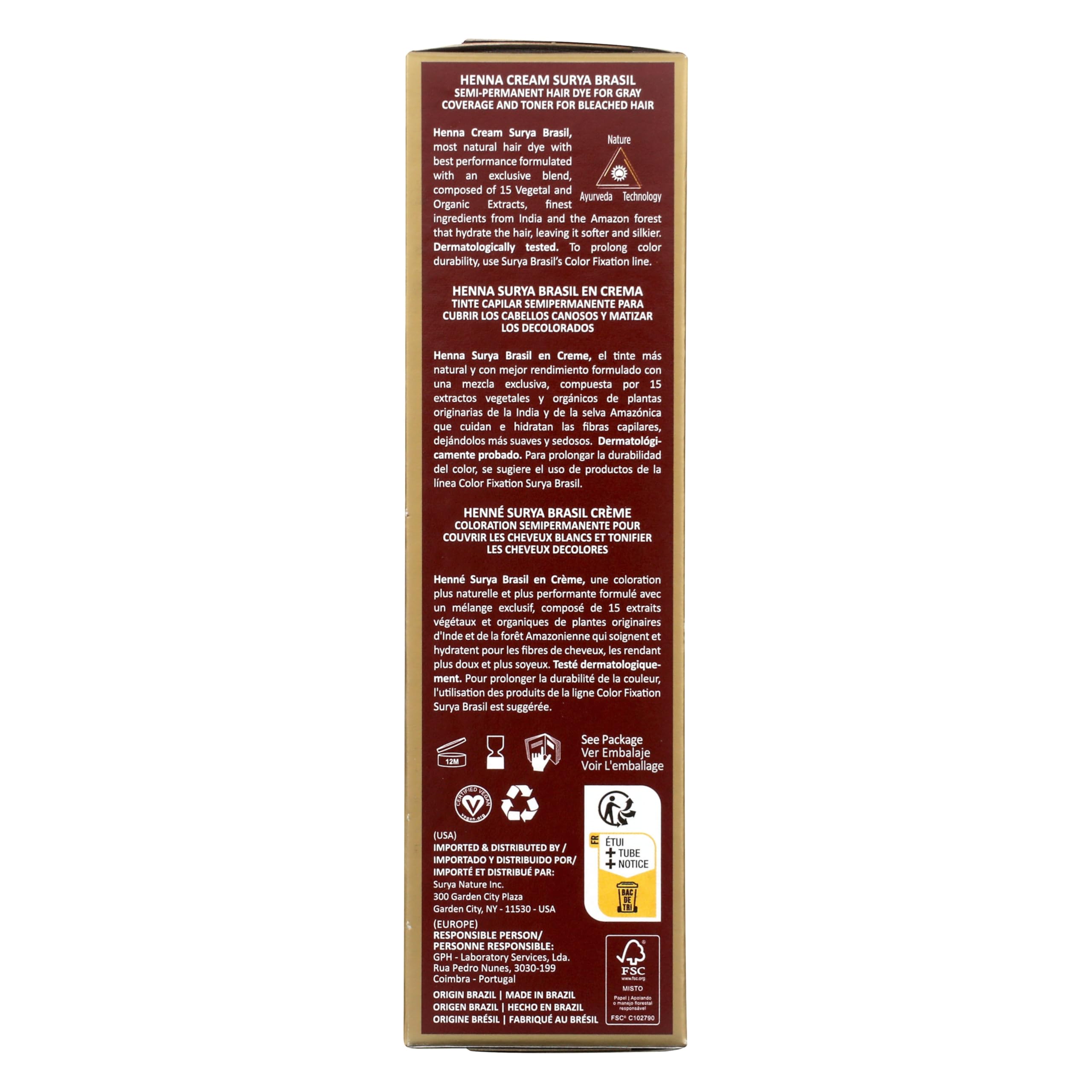 Surya Brasil Henna Crema Cobre, aplicación suave para cabello.